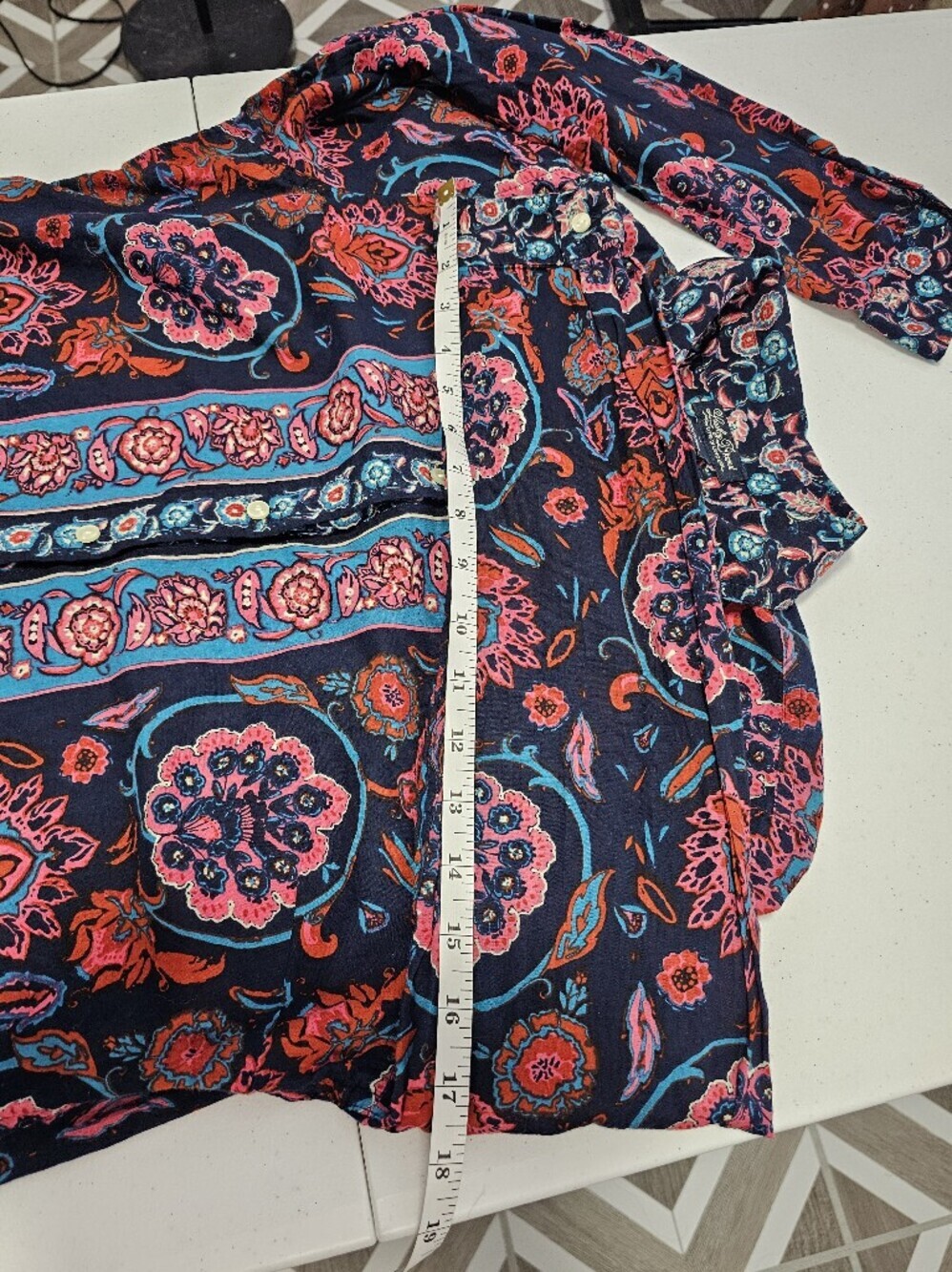 Lucky Brand Western Folk Art Boho Paisley Floral Button Up Blouse Long Sleeve - Picture 11 of 13